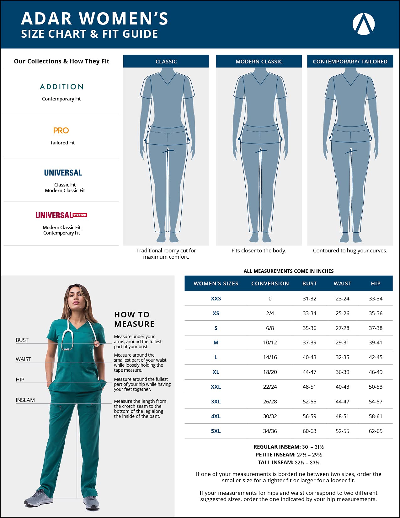 Adar Addition Go-Basic Scrub Set for Women - Slim V-Neck Scrub Top & Skinny Cargo Scrub Pants