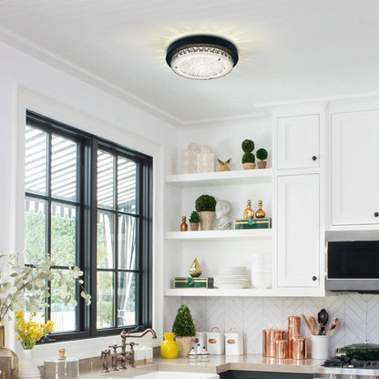 Black Crystal Flush Mount Ceiling Light – Modern Dimmable LED