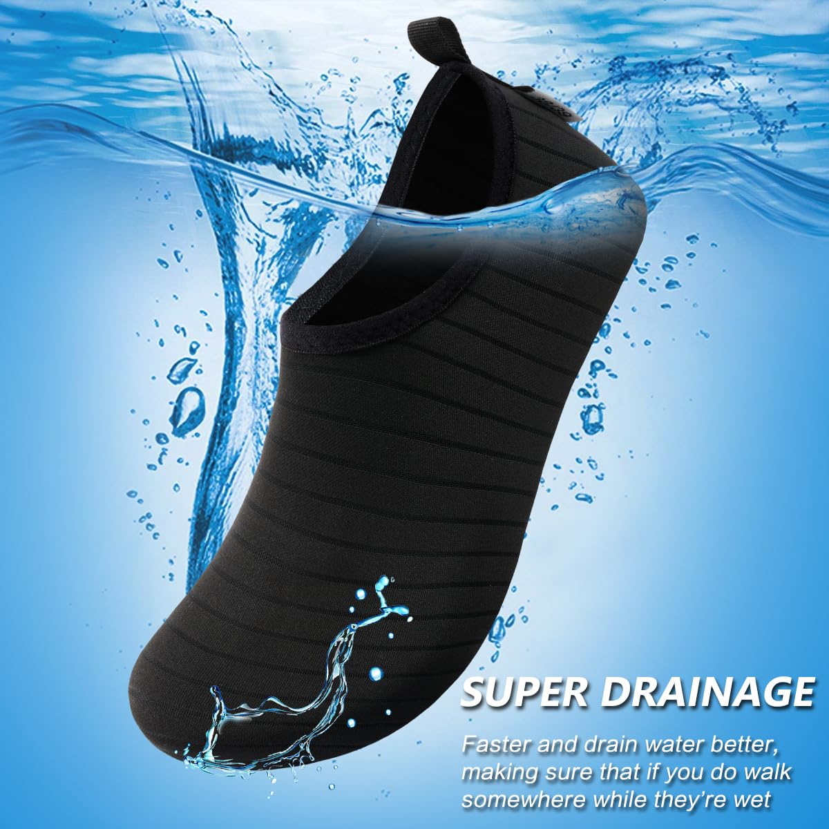 VIFUUR Water Sports Shoes Barefoot Quick-Dry Aqua Yoga Socks Slip-on for Men Women