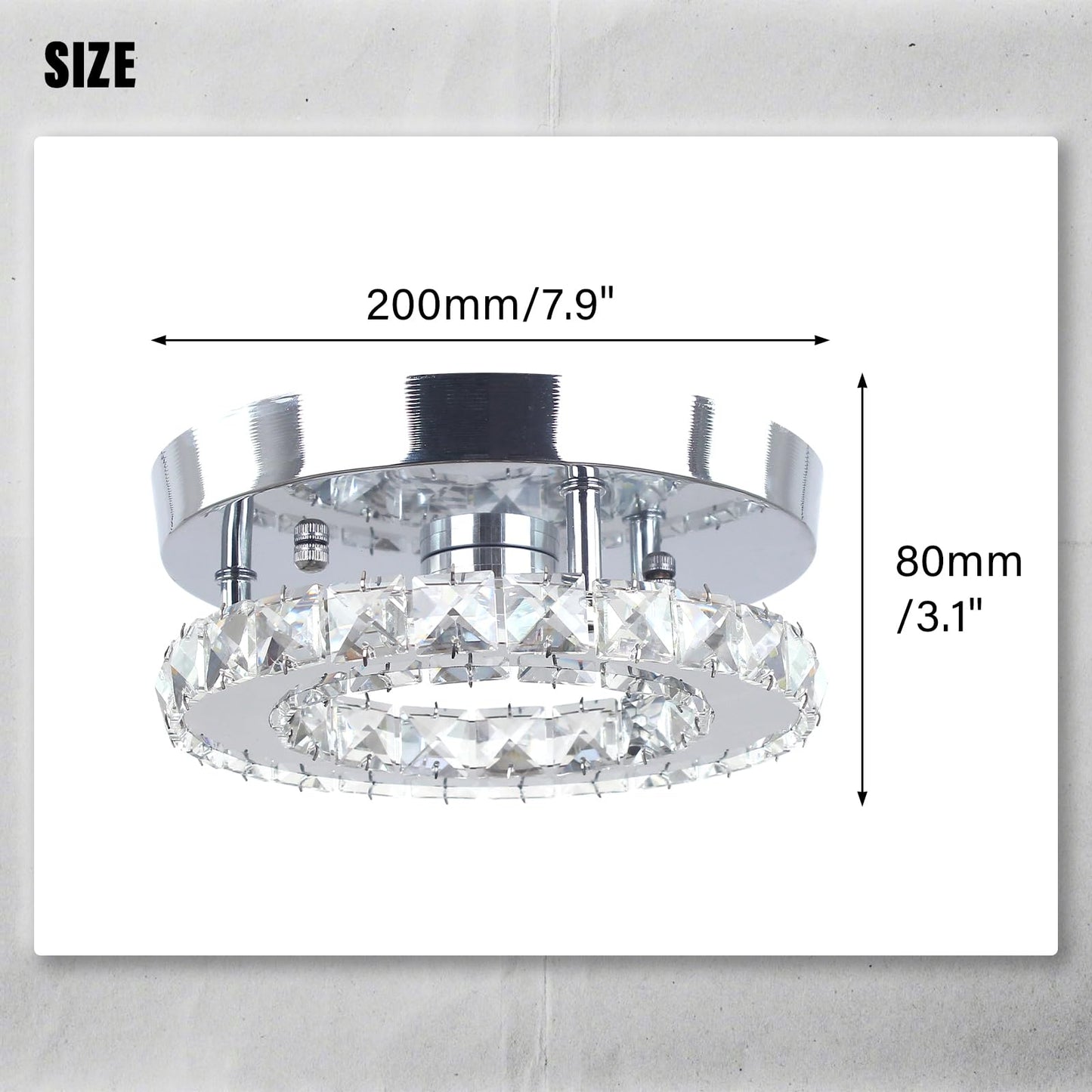 Dimmable Mini Crystal Chandeliers Modern Flush Mount Ceiling Light Fixture Round LED Crystal Chandelier Hallway Light Bedroom Bathroom Kitchen Office