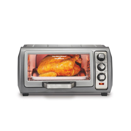 6 Slice Countertop Toaster Oven With Easy Reach Roll-Top Door, Bake, Broil & Toast Functions, Auto Shutoff, Silver (31127D)