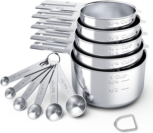 TILUCK Stainless Steel Measuring Cups & Spoons Set