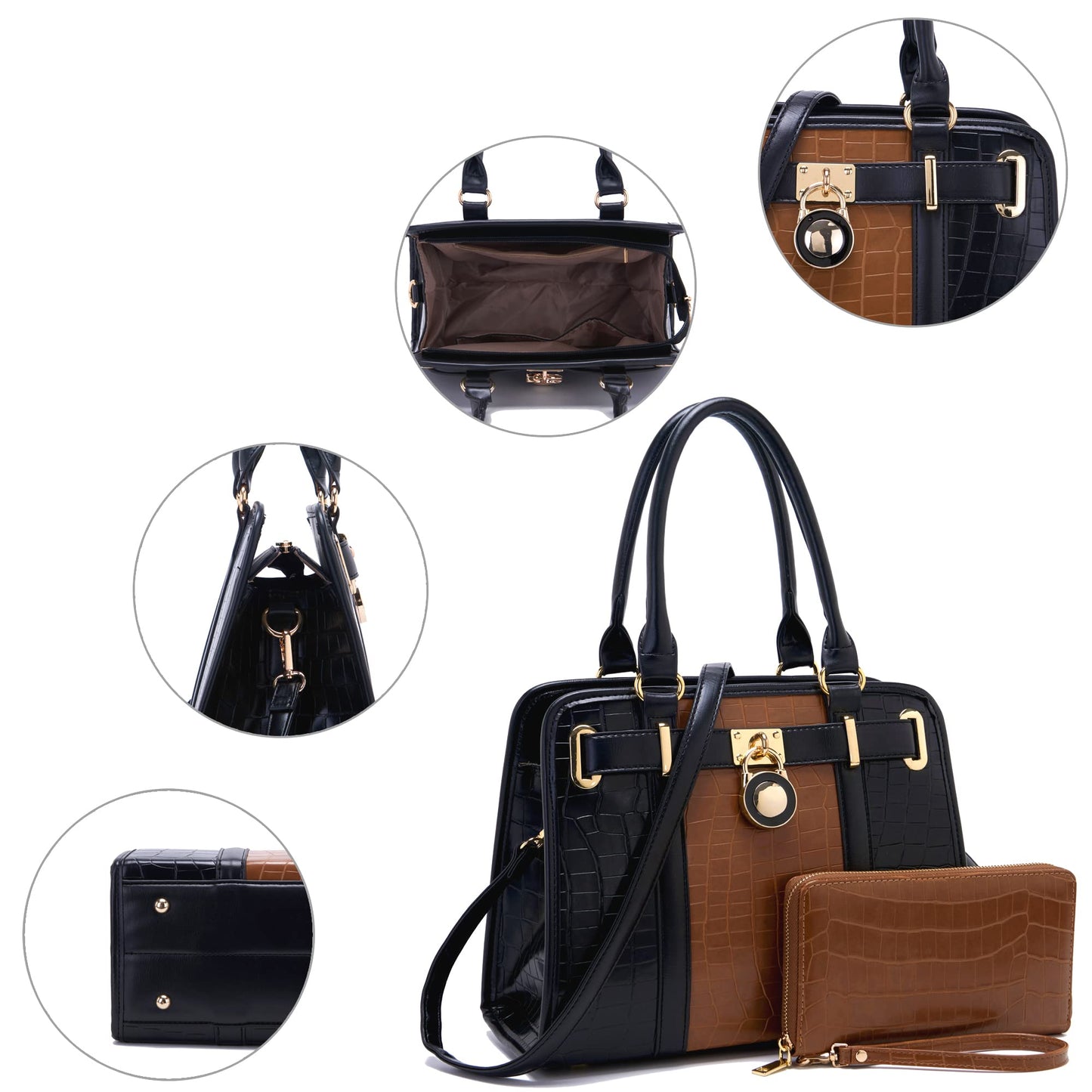 Handbags Sets For Women Shoulder Bags Top Handle Work Satchel Tote Purses Set With Matching Wallet 2pcs