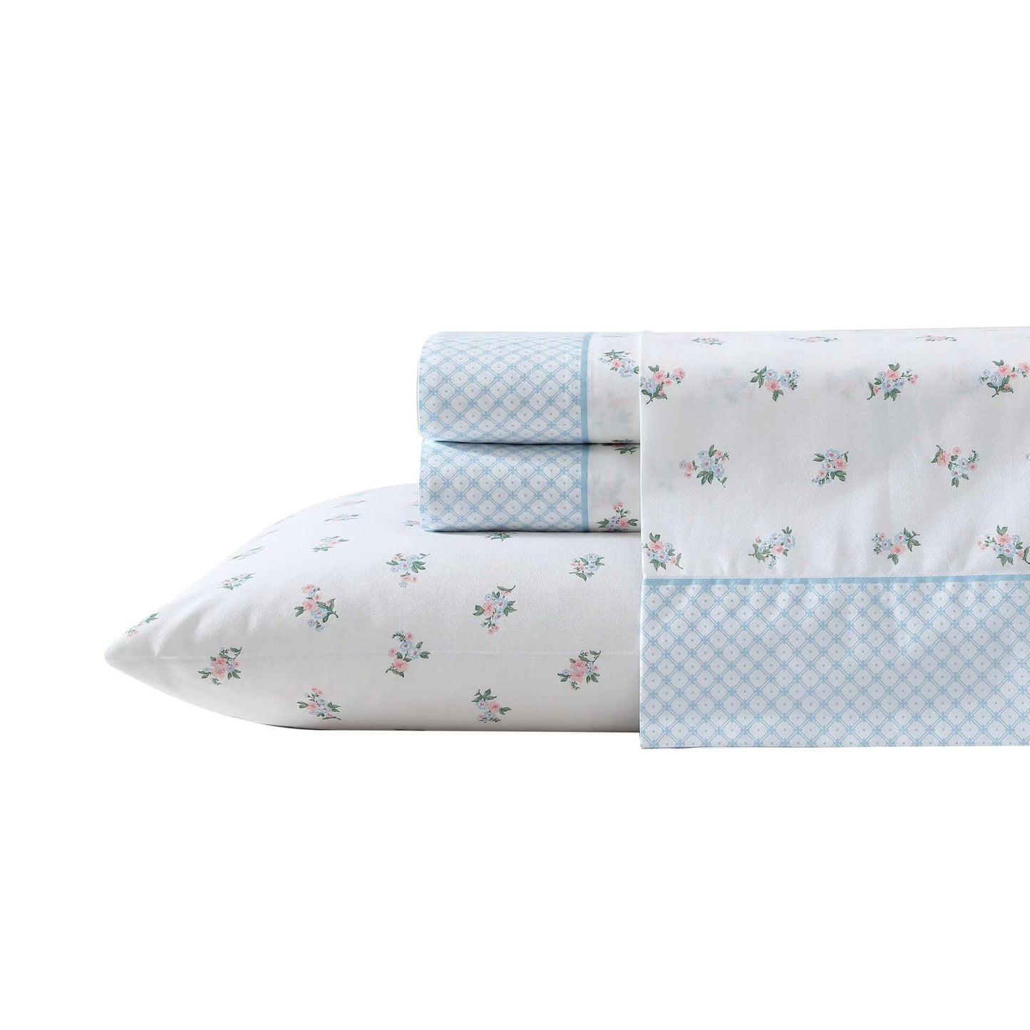 Laura Ashley - Sheet Set, Breathable Cotton Percale Bedding with Matching Pillowcases, Soft Home Decor
