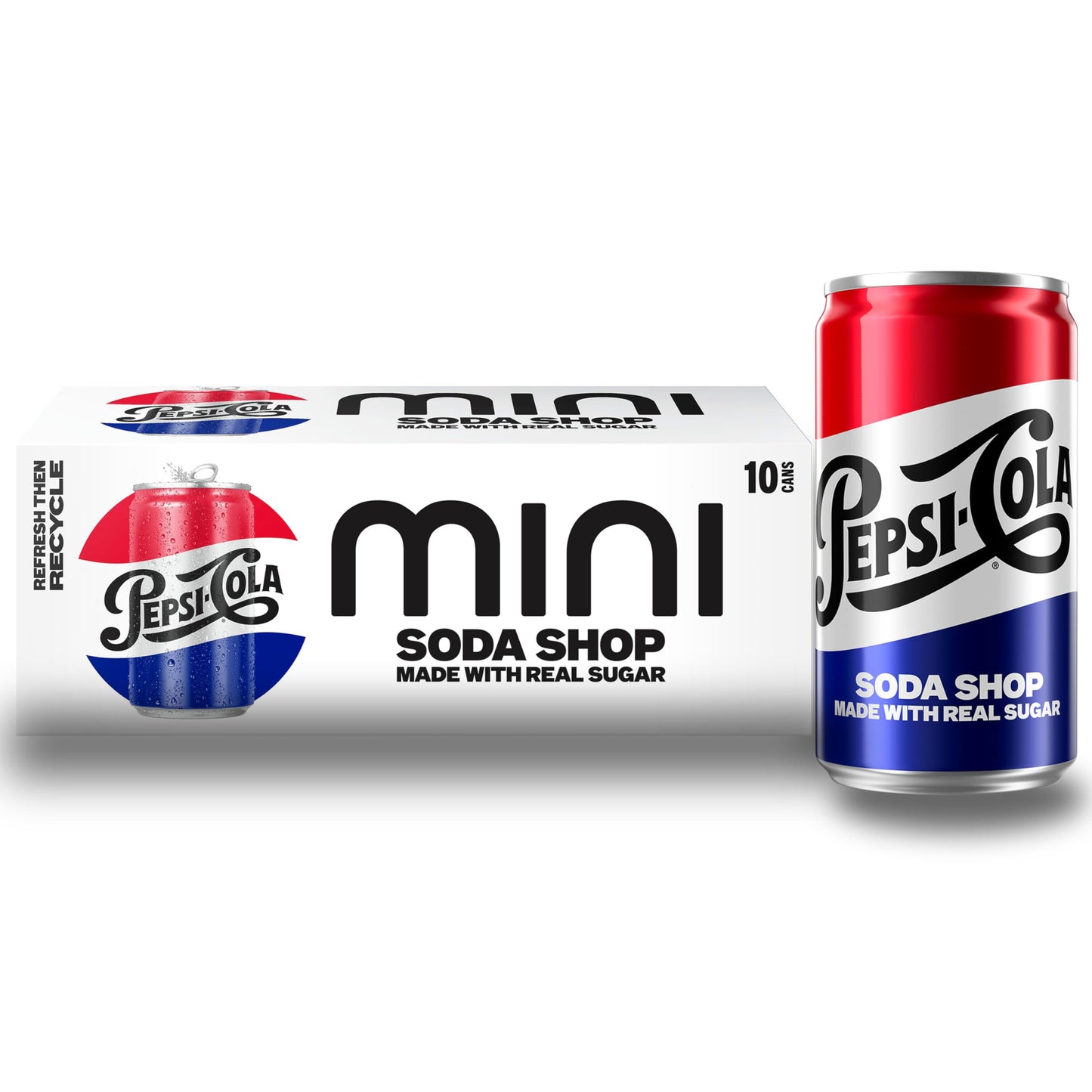 Pepsi Soda, 7.5 Ounce Mini Cans, (10 Pack) (Packaging May Vary)