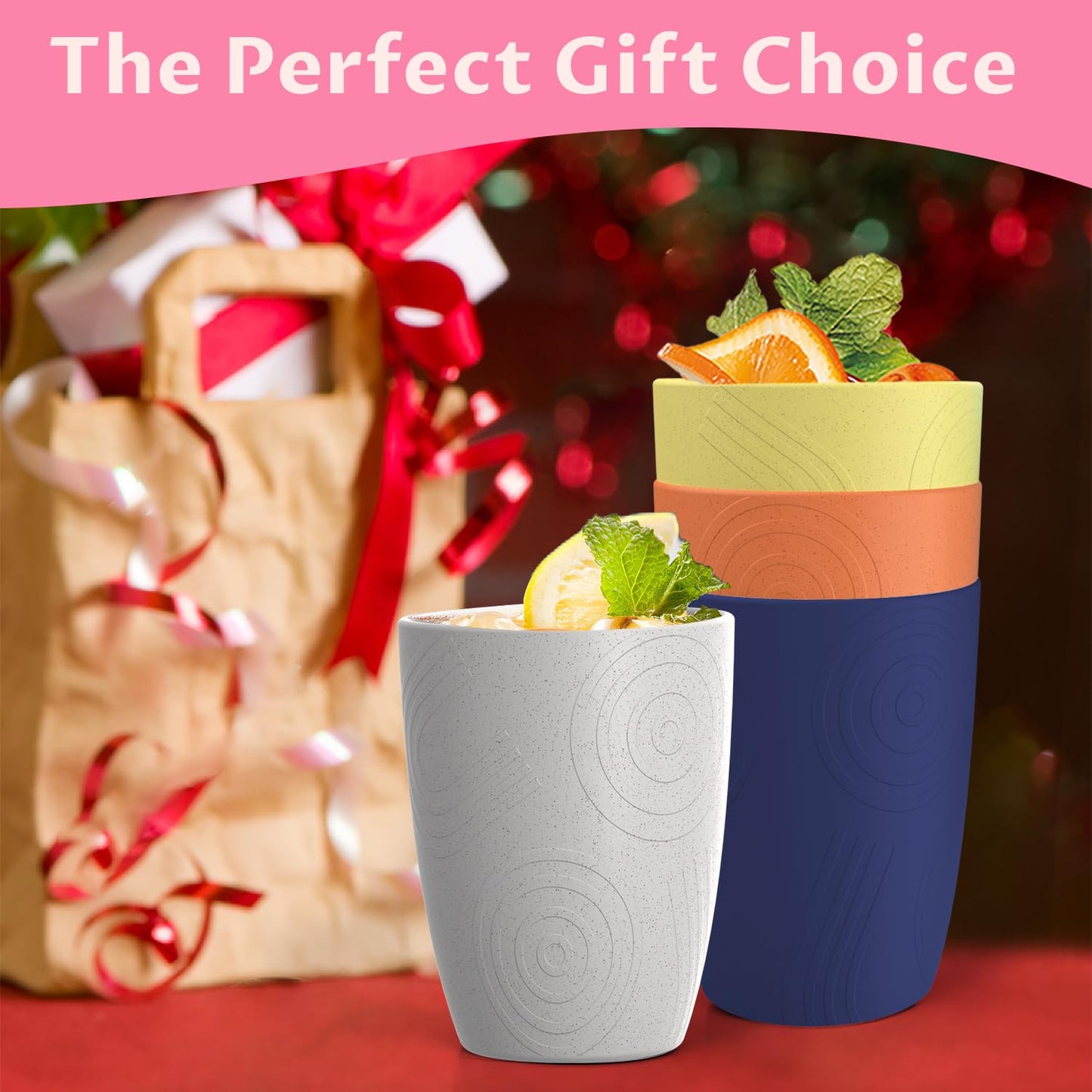 Homienly Wheat Straw Cups – Reusable, Unbreakable, Tumblers, Stackable & Dishwasher Safe
