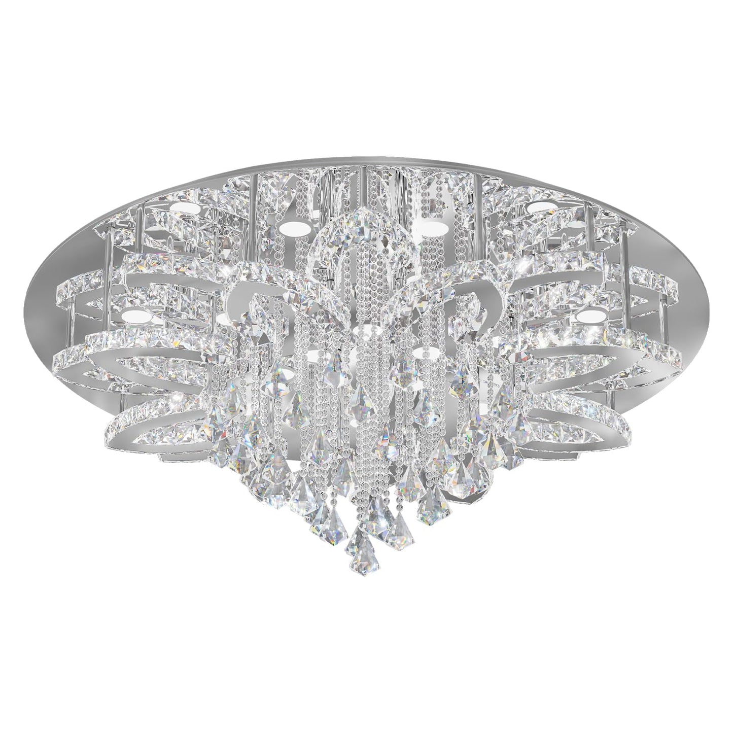 Flashing God W40 Modern Crystal Chandelier for Living Room Crystal Flush Mount LED Gold Ceiling Light Fixture for Foyer Dining Room Hallway Dimmable 2700k 4500k 6000k