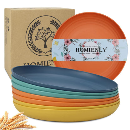 Homienly Wheat Straw Dinner Plates – Unbreakable set of 8