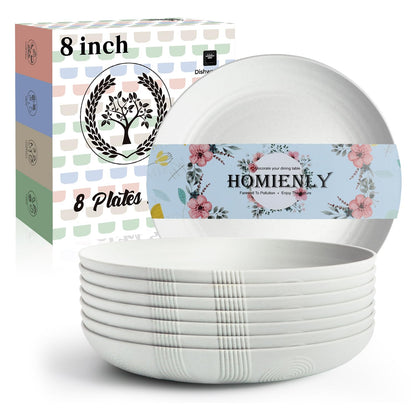 Homienly Wheat Straw Dinner Plates – Unbreakable set of 8