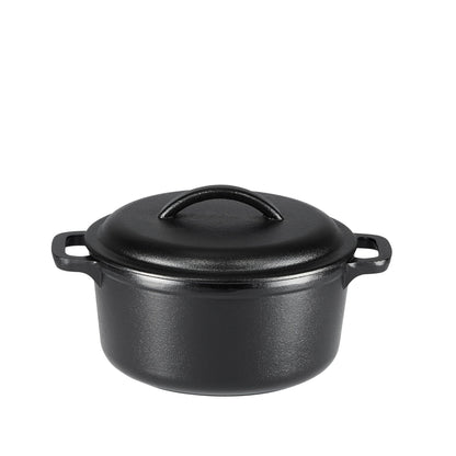 Amazon Basics Round Pre-Seasoned Cast Iron Dutch Oven Pot with Lid and Dual Handles, Heavy-Duty & Large, 7-Quart, Black