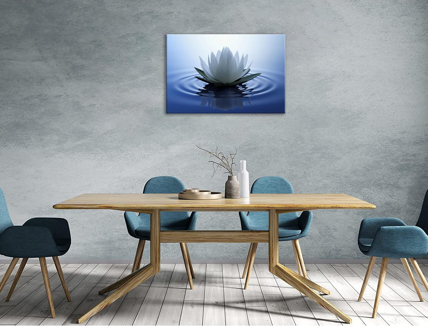 Impressions sur toile Art Lotus Floral Pictures Art mural pour décoration de bureau zen Affiche de méditation Peinture d'art moderne encadrée prête à accrocher (12x16 pouces) 