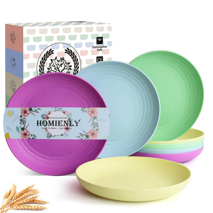 Homienly Wheat Straw Dinner Plates – Unbreakable set of 8