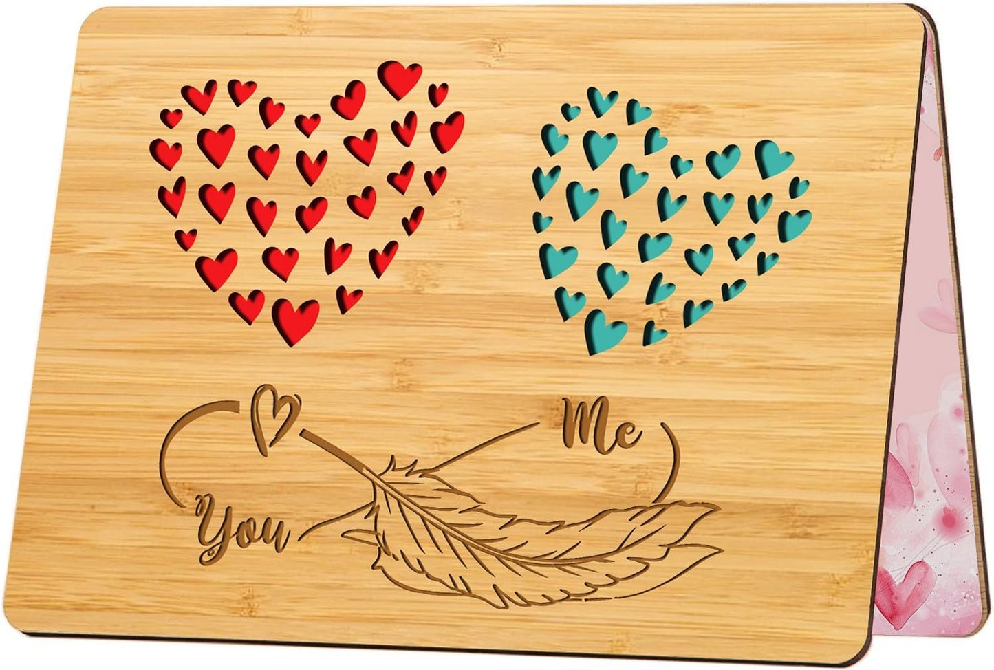 Cartes de vœux en bois de bambou faites à la main avec des cœurs Amour pour femme mari petite amie elle lui amis anniversaire mariage utilisation durable 