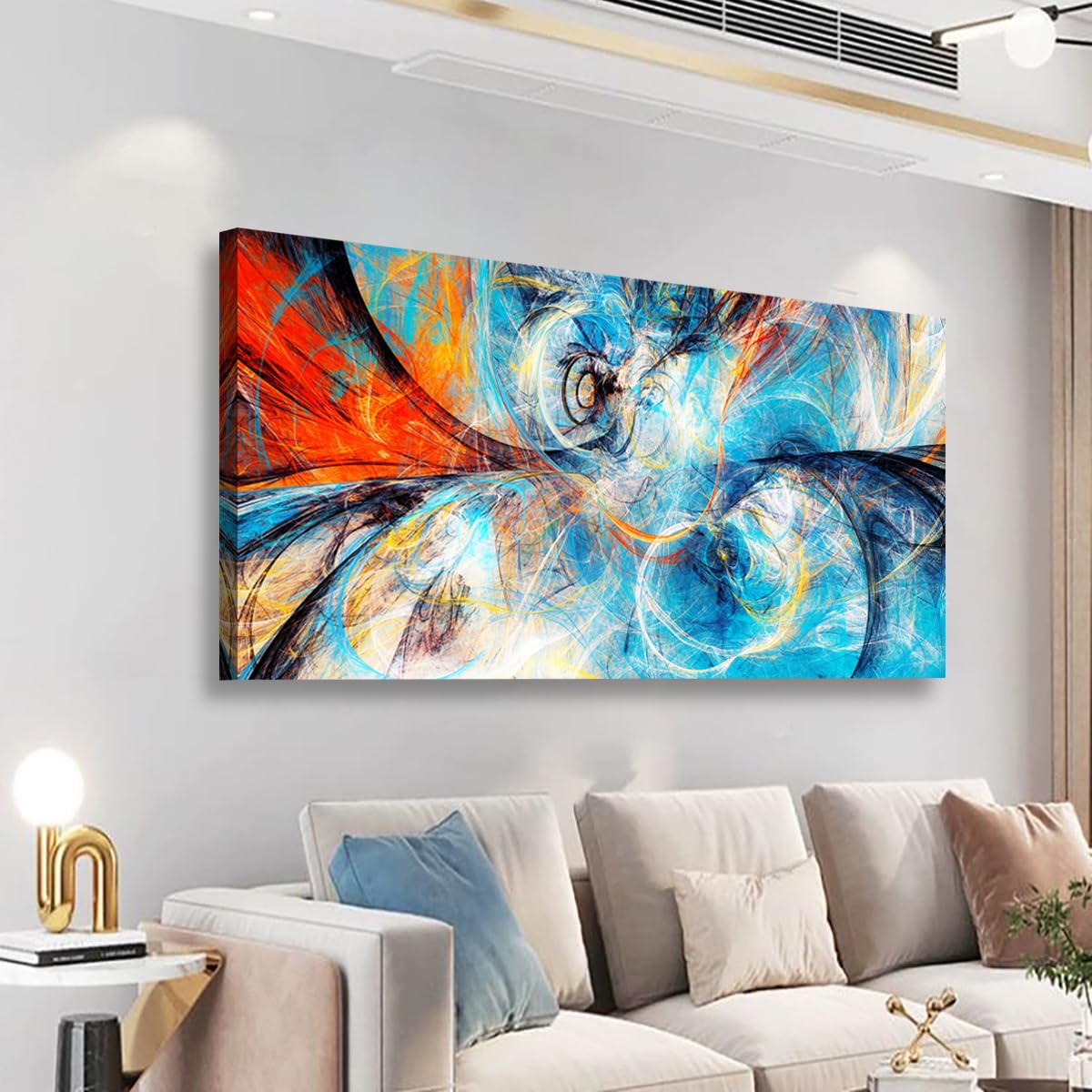 Golden Lotus Pictures Canvas Wall Art for Living room Office Bedroom Wall Decor,Flowers Wall Art Print Paintings Modern Abstract Oil Painting Artwork Waterproof Ready to Hang-20x40inch