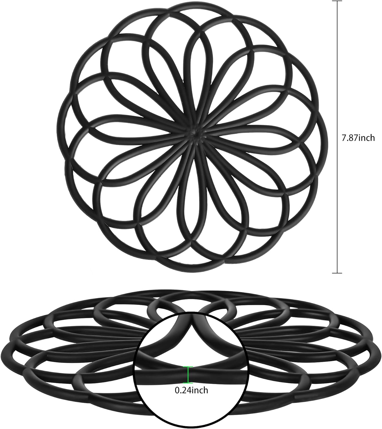 Smithcraft Silicone Trivets for Hot Dishes, Pots & Pans, Hot Pads for Kitchen, Multi-use Carved Heat Resistant Mat for Counter, Silicone Trivet Mat Pot Holders for Table & Countertops Set of 6 Grey