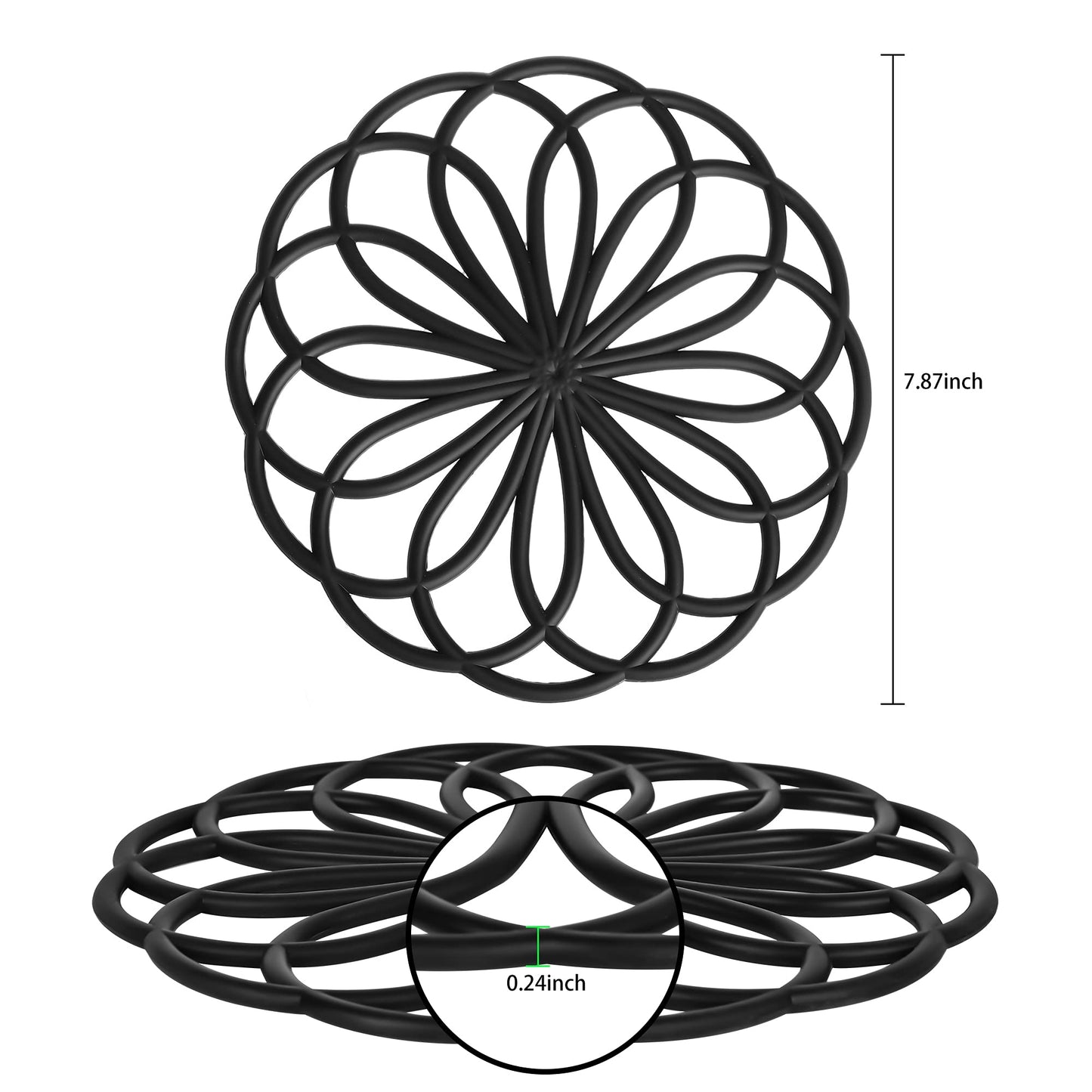 Smithcraft Silicone Trivets for Hot Dishes, Pots & Pans, Hot Pads for Kitchen, Multi-use Carved Heat Resistant Mat for Counter, Silicone Trivet Mat Pot Holders for Table & Countertops Set of 6 Grey