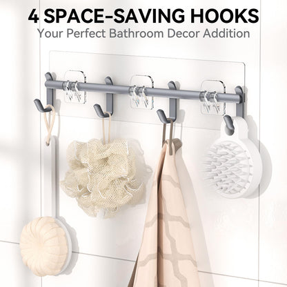 6-Pack Black Shower Caddy Set – Rustproof Bathroom Organizer with Soap Holder & 12 Hooks, No-Drill Wall Mount Storage.