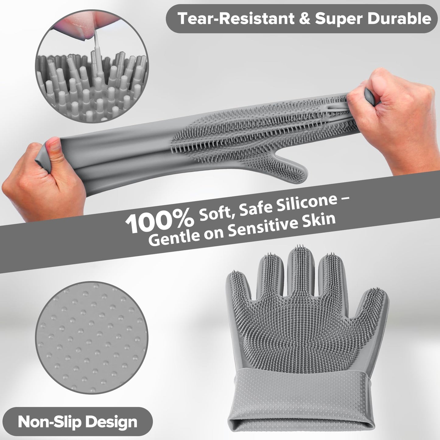 6PCS Pet Grooming Kit for Dogs,Cats and Horses | Dog Washing Gloves | Dog Bath Brush | Dog Bath Gloves | Dog Shampoo Brush | Pet Grooming Gloves | Dog Bath Supplies