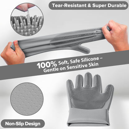 6PCS Pet Grooming Kit for Dogs,Cats and Horses | Dog Washing Gloves | Dog Bath Brush | Dog Bath Gloves | Dog Shampoo Brush | Pet Grooming Gloves | Dog Bath Supplies