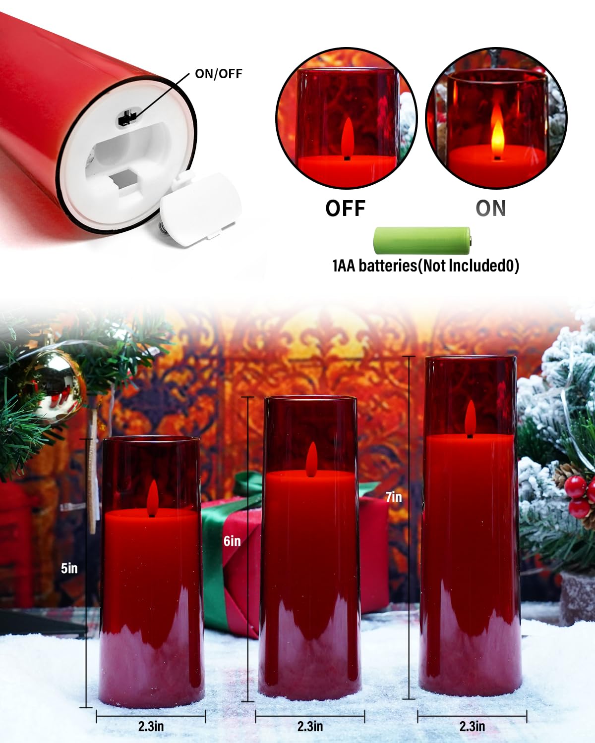 Flickering Flameless Candles Battery Operated with Remote and 2/4/6/8 H Timer Plexiglass Led Pillar Candles Pack of 9 (D2.3"xH 5"6"7")with Realistic Moving Wick Candles for Home Decor(White)