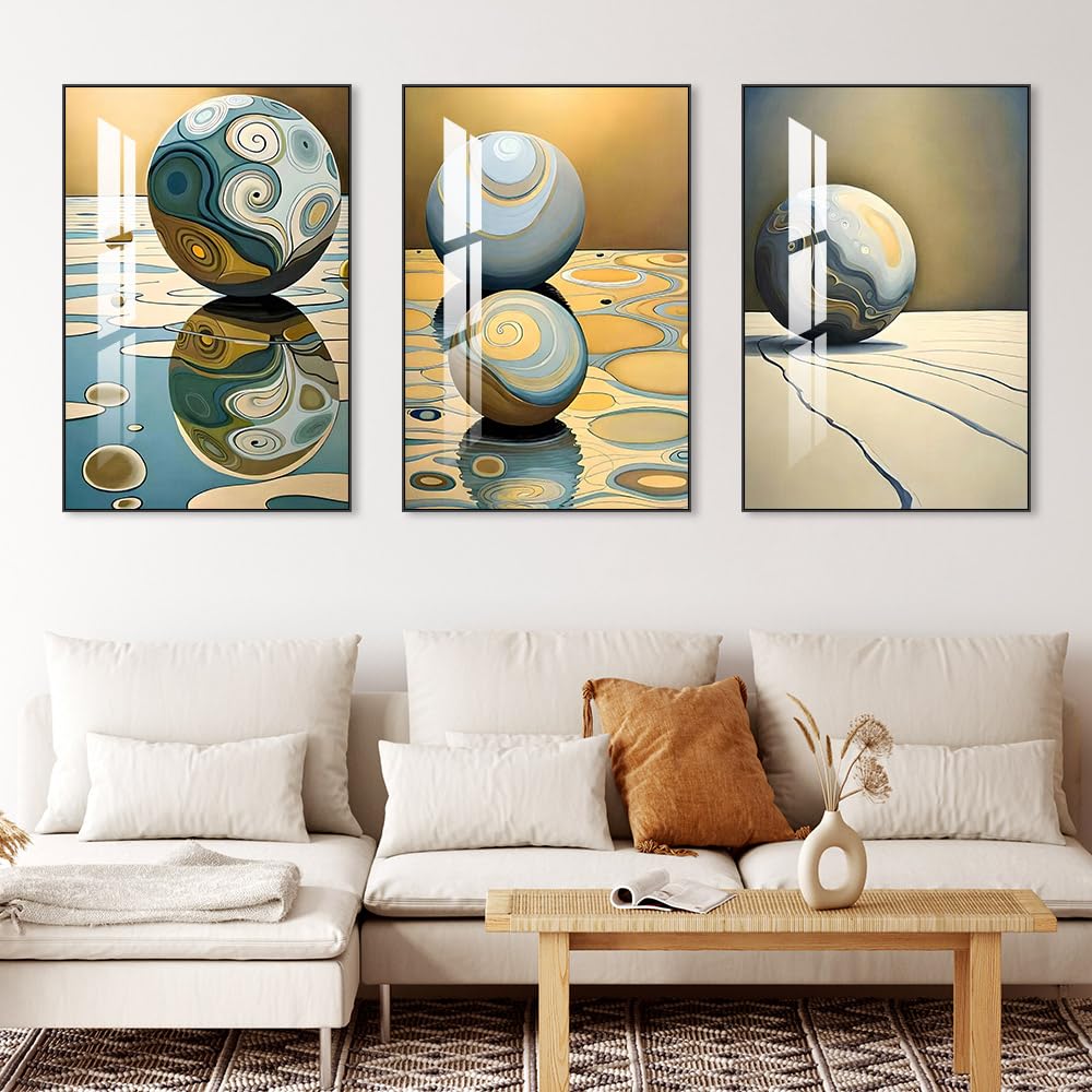 Framed Wall Art Set of 3 Bright Posters & Prints, Modern Abstract Aesthetic Pictures Decor For living room Bedroom Kitchen Office. Wall Art Decor Are Great Gifts Choice (16" X 24" X 3 pieces)