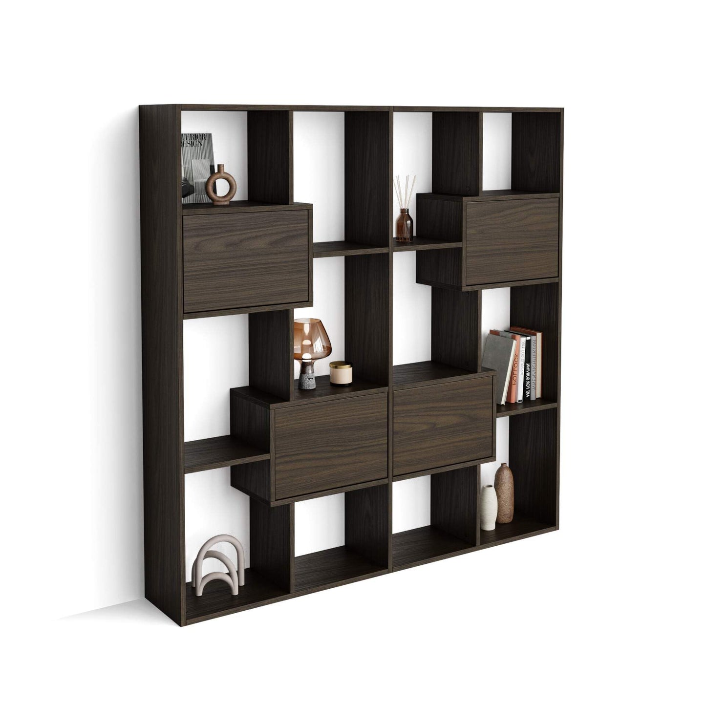 Mobili Fiver, Iacopo XS Bücherregal (63,31 x 31,5 Zoll), rustikale Eiche, Aufbewahrungsbücherregal, modernes Bücherregal für Wohnzimmer, Büro, italienische Möbel 