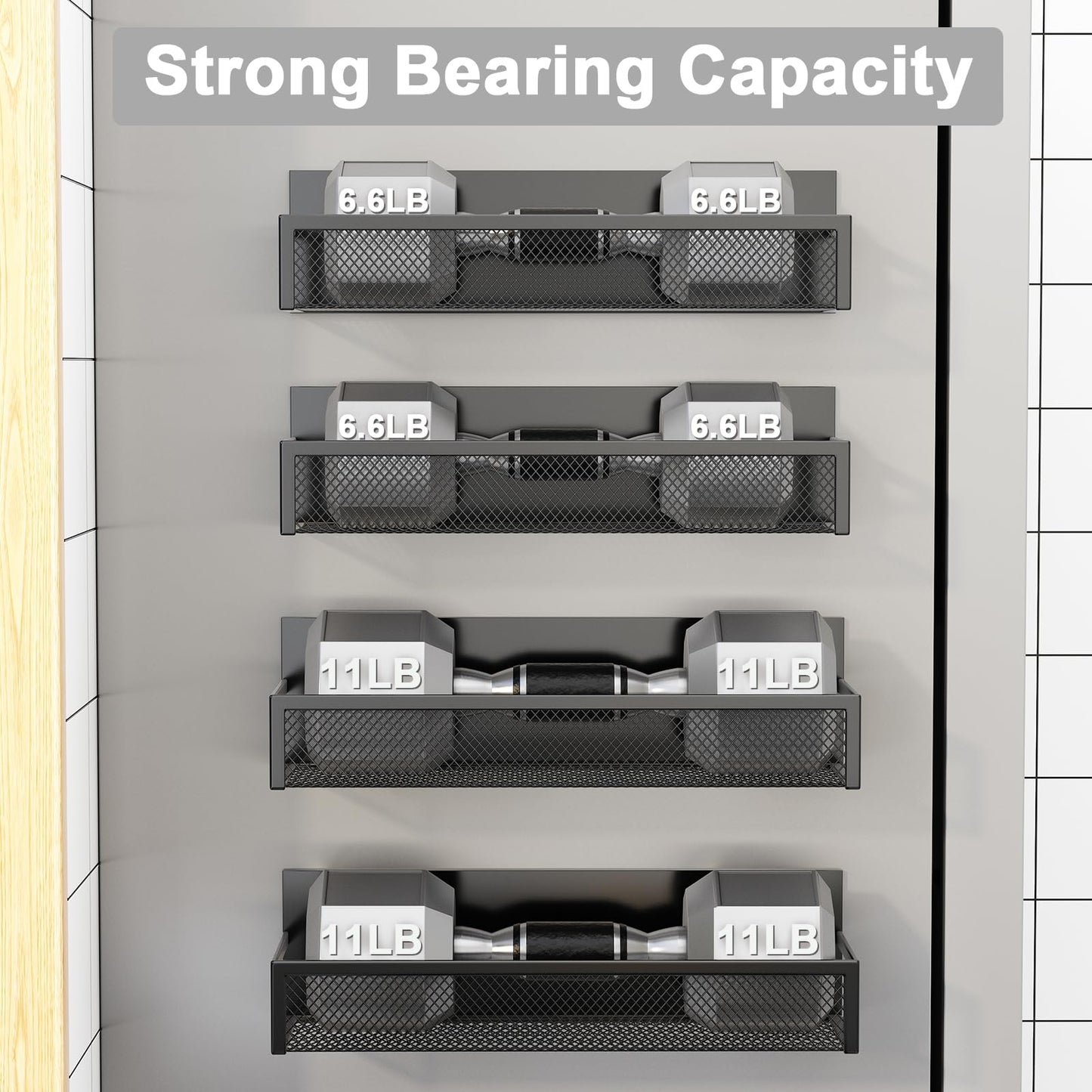 Magnetic Spice Rack for Refrigerator, 6 Pack Magnetic Shelf, Fridge Magnet Organizer with Moveable 12 Hooks, Magnetic Fridge Shelf for Kitchen Organization and Storage (6 Pack)