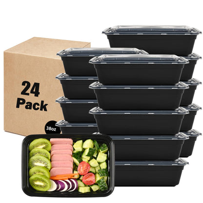 Prep Food Storage Containers with Lids – Reusable BPA-Free Lunch Bento Boxes, Stackable, Microwave, Dishwasher & Freezer Safe