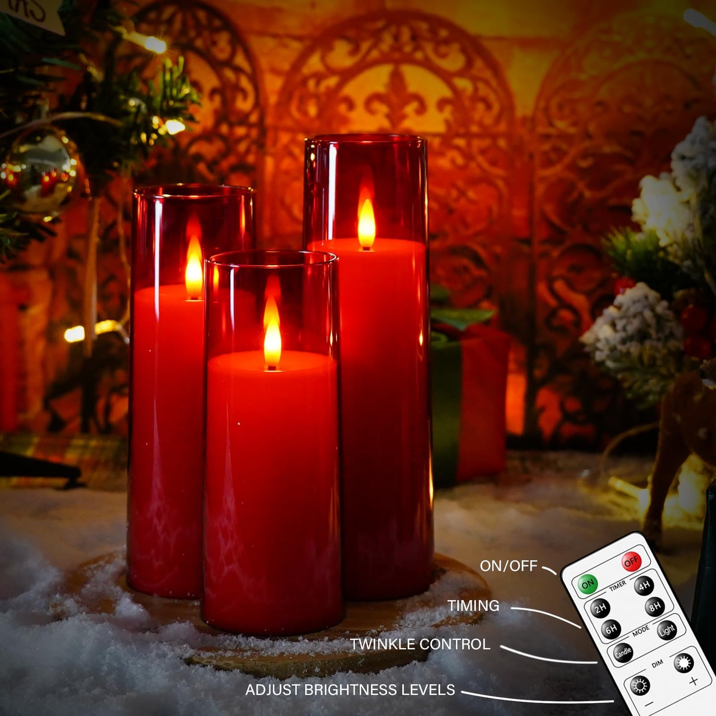 Flickering Flameless Candles Battery Operated with Remote and 2/4/6/8 H Timer Plexiglass Led Pillar Candles Pack of 9 (D2.3"xH 5"6"7")with Realistic Moving Wick Candles for Home Decor(White)