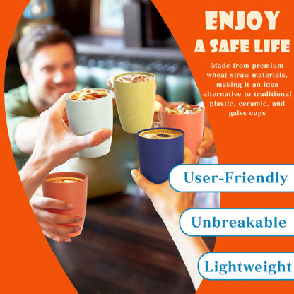 Homienly Wheat Straw Cups – Reusable, Unbreakable, Tumblers, Stackable & Dishwasher Safe