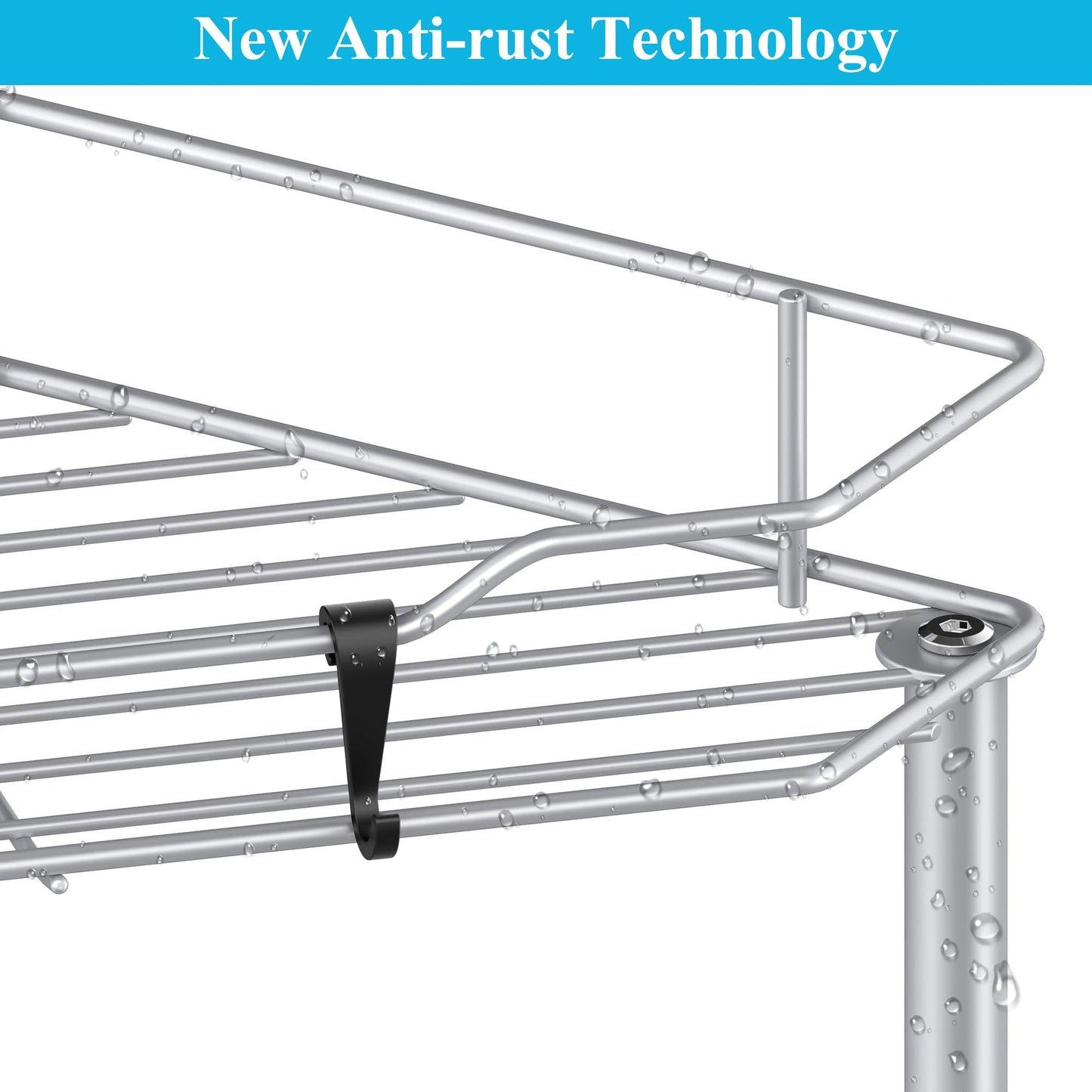 4 Tier Floor Standing Corner Shower Caddy Organizer Shelf with Hooks