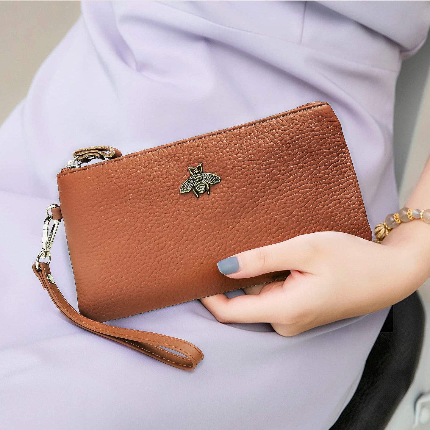 imeetu Damen-Handgelenk-Clutch, Leder, Handy-Geldbörse, Handtasche mit Handschlaufe