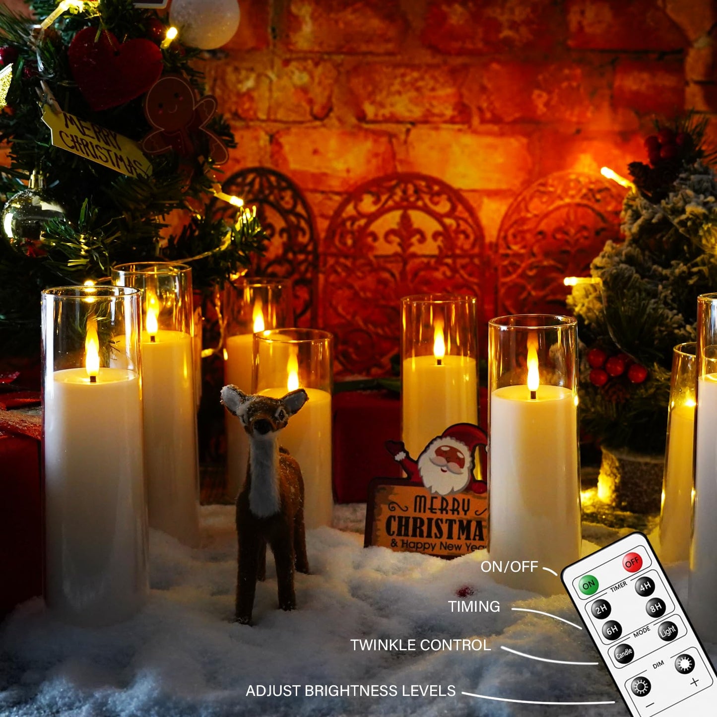 Flickering Flameless Candles Battery Operated with Remote and 2/4/6/8 H Timer Plexiglass Led Pillar Candles Pack of 9 (D2.3"xH 5"6"7")with Realistic Moving Wick Candles for Home Decor(White)