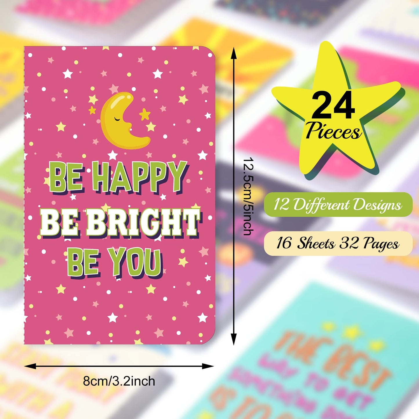 Zonon 24 Pcs Mini Colorful Notebooks Bulk Gifts, Funny Motivational Journals Notepads Inspirational Notepads Small Pocket Notebook Teacher Office Prizes Travel(Motivational Style)
