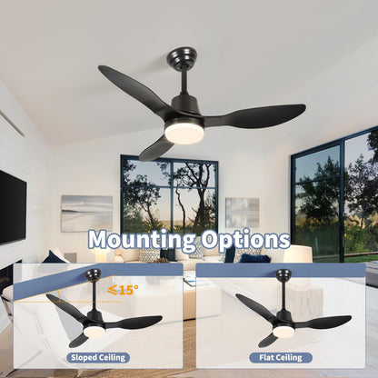 42” Smart Ceiling Fan with Light – WiFi, Alexa, Remote, LED, Black Blades