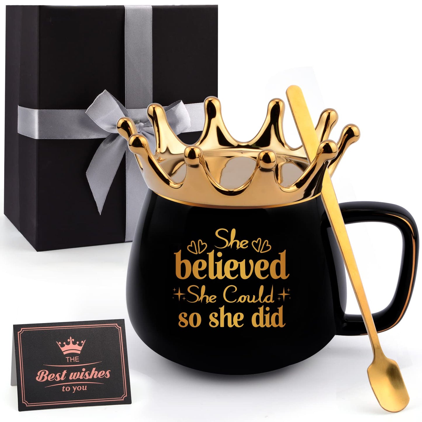 Valentine's Day Gifts for Women Her, Graduation Gifts for Her, College Graduation Congratulations Gifts for Women Sister Friends, Coffee Cup Gift, Crown Coffee Mug She Believed She Could So She Did