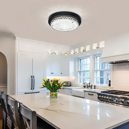 Black Crystal Flush Mount Ceiling Light – Modern Dimmable LED