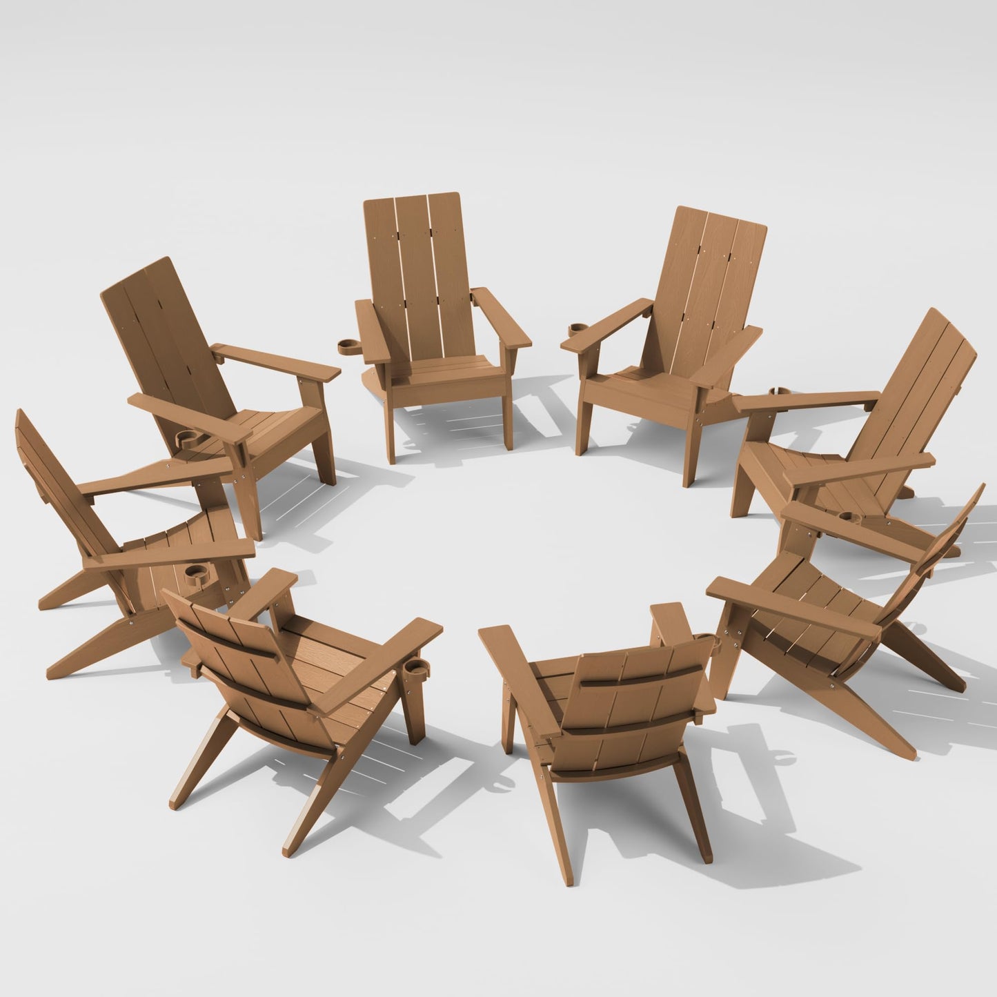 MXIMU Moderne Adirondack-Stühle, 4er-Set, wetterbeständig, mit Getränkehalter, übergroße Feuerstellenstühle aus Kunststoff, Kunststoff-Außenstühle für den Sitzbereich an der Feuerstelle (schwarz) 