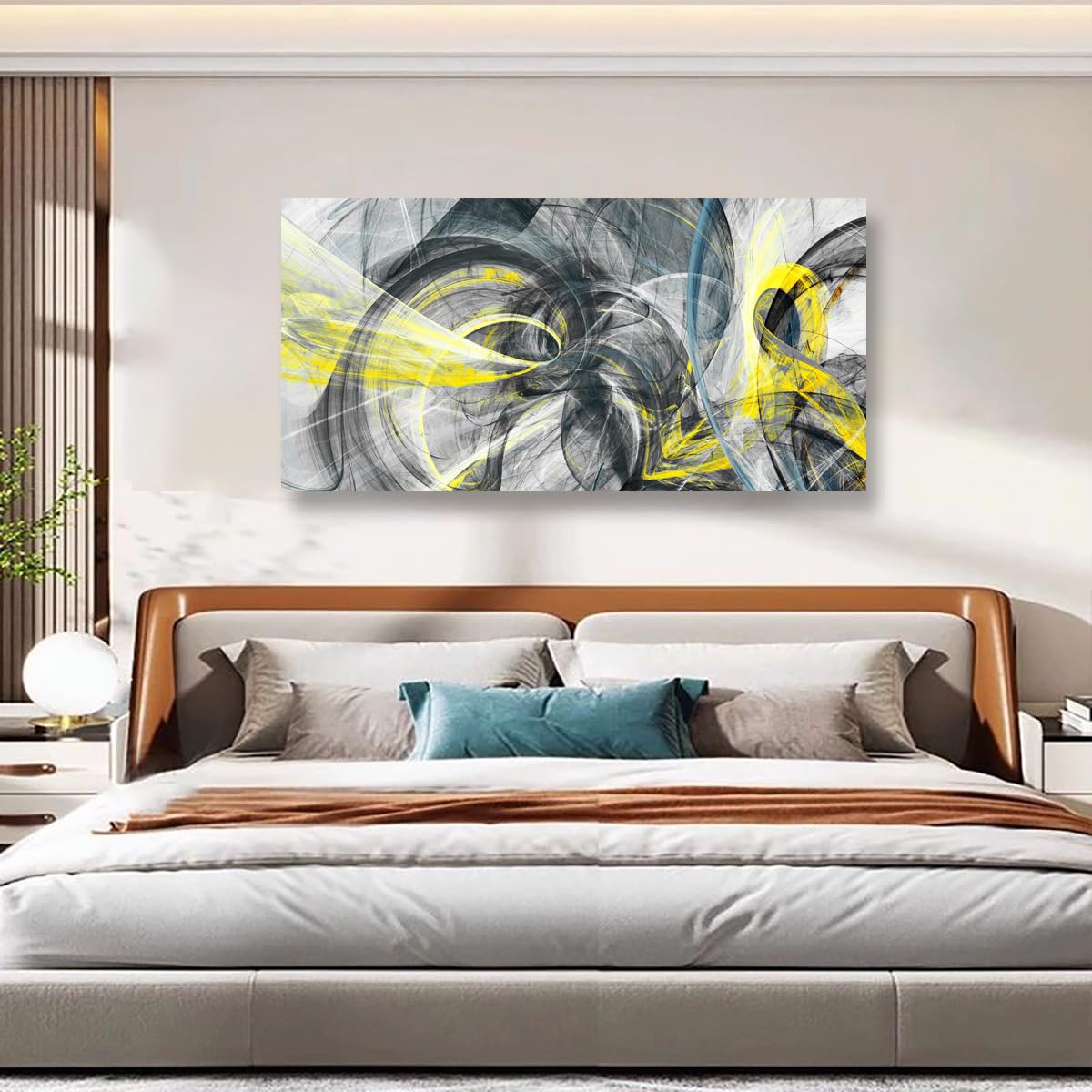 Golden Lotus Pictures Canvas Wall Art for Living room Office Bedroom Wall Decor,Flowers Wall Art Print Paintings Modern Abstract Oil Painting Artwork Waterproof Ready to Hang-20x40inch