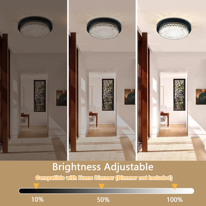 Black Crystal Flush Mount Ceiling Light – Modern Dimmable LED