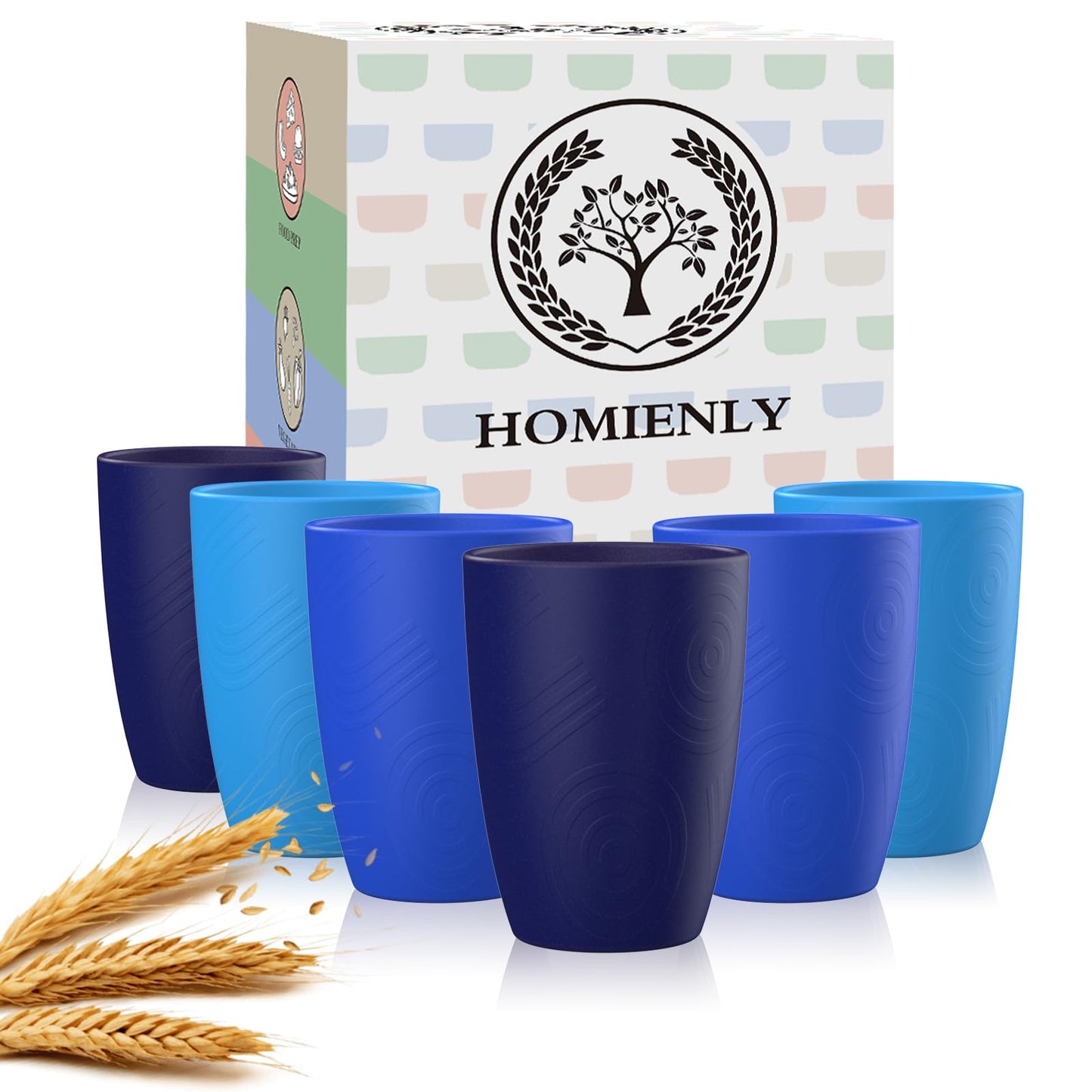 Homienly Wheat Straw Cups – Reusable, Unbreakable, Tumblers, Stackable & Dishwasher Safe