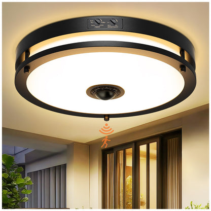 Motion Sensor LED Ceiling Light – Adjustable Color Temp, Outdoor Flush Mount