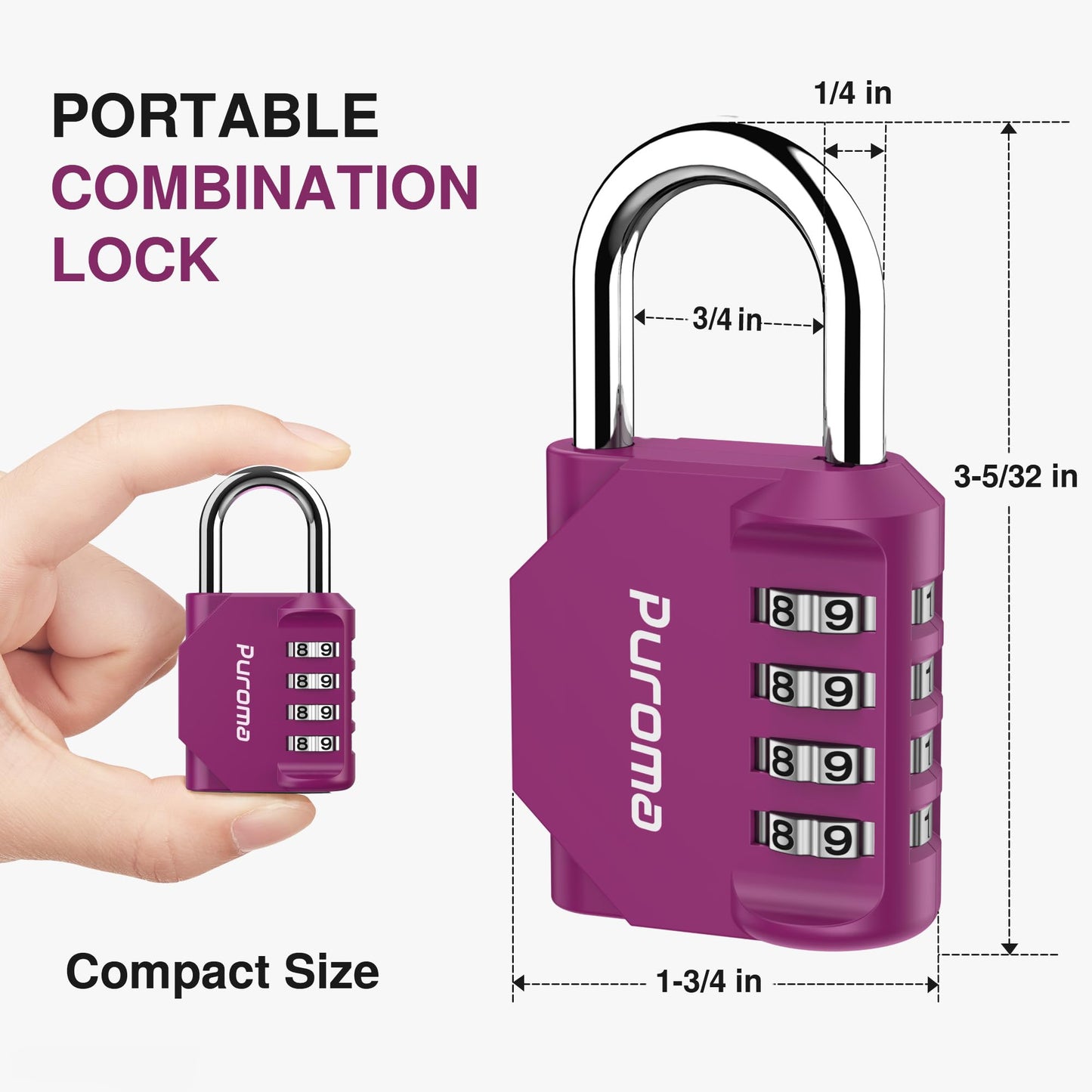 Puroma 4 Pack Combination Lock 4 Digit Locker Lock Outdoor Waterproof Padlock for School Gym Locker, Sports Locker, Fence, Toolbox, Gate, Case, Hasp Storage (Green)