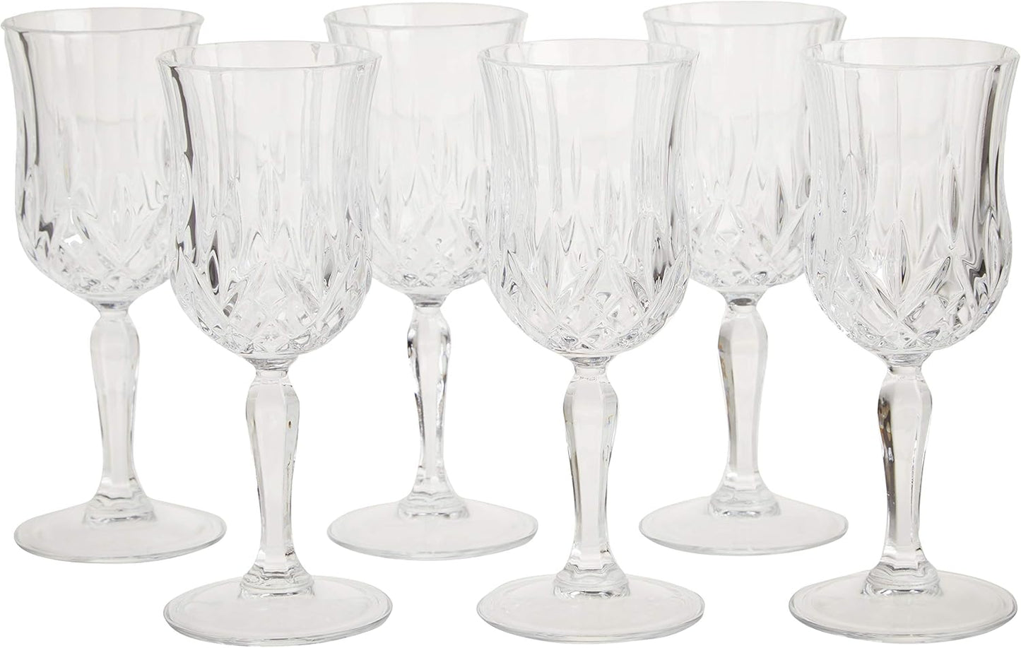 Lorren Home Trends Opera White Wine Glass, 6 Count (Pack of 1)