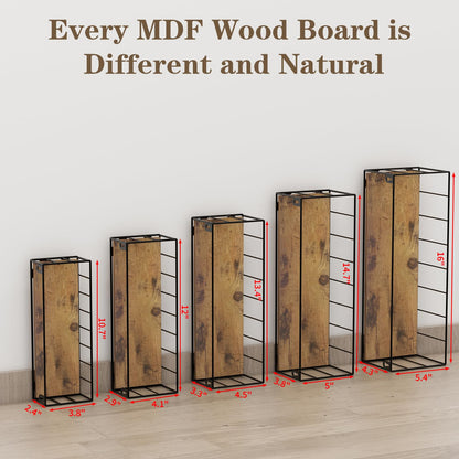 Floating Shelves Wall Mounted Set of 5, Hanging Wall Shelf with Rail for Bathroom, Bedroom, Living Room, Kitchen