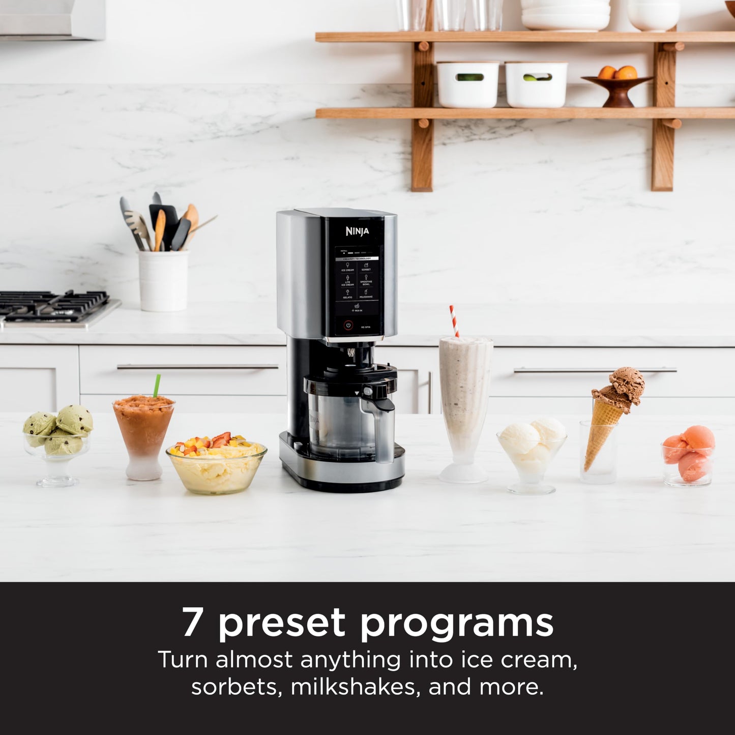 Ninja NC301 CREAMi Ice Cream Maker – 7 Programs, 2 Pint Containers, Lids