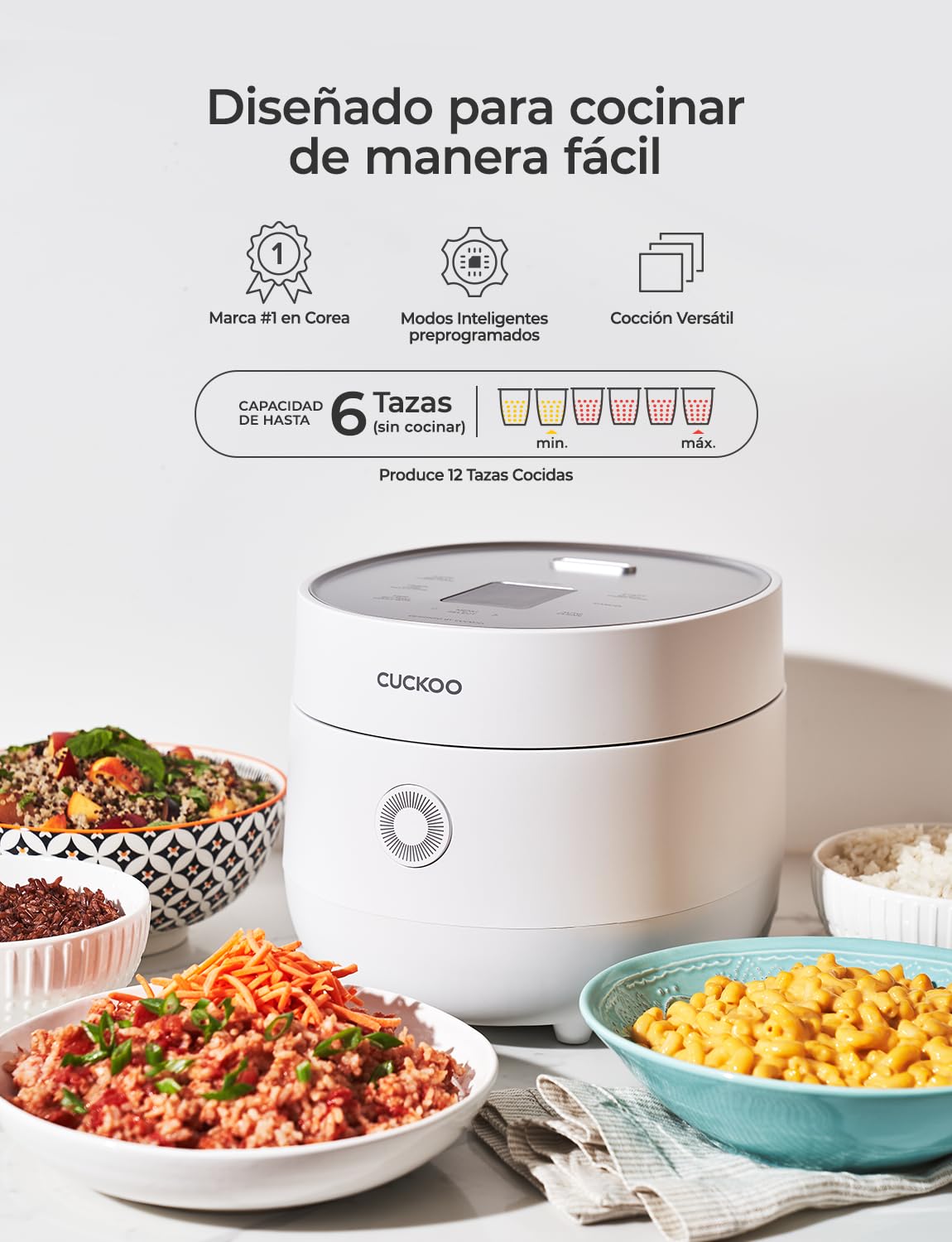 Rice Cooker 6 Cup Uncooked / 12 Cup Cooked, Fuzzy Logic, Delay Timer, Keep Warm, Steamer, Non-Stick Pot, Gray (CR-0675FG) – Gently Used
