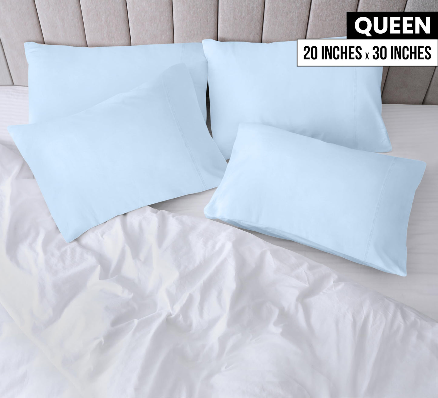 Taies d'oreiller Queen Utopia Bedding - Paquet de 4 - Fermeture à enveloppe - Tissu en microfibre brossé doux - Housses d'oreiller résistantes au rétrécissement et à la décoloration - Taille Queen 20 X 30 pouces (Queen, Gris) 