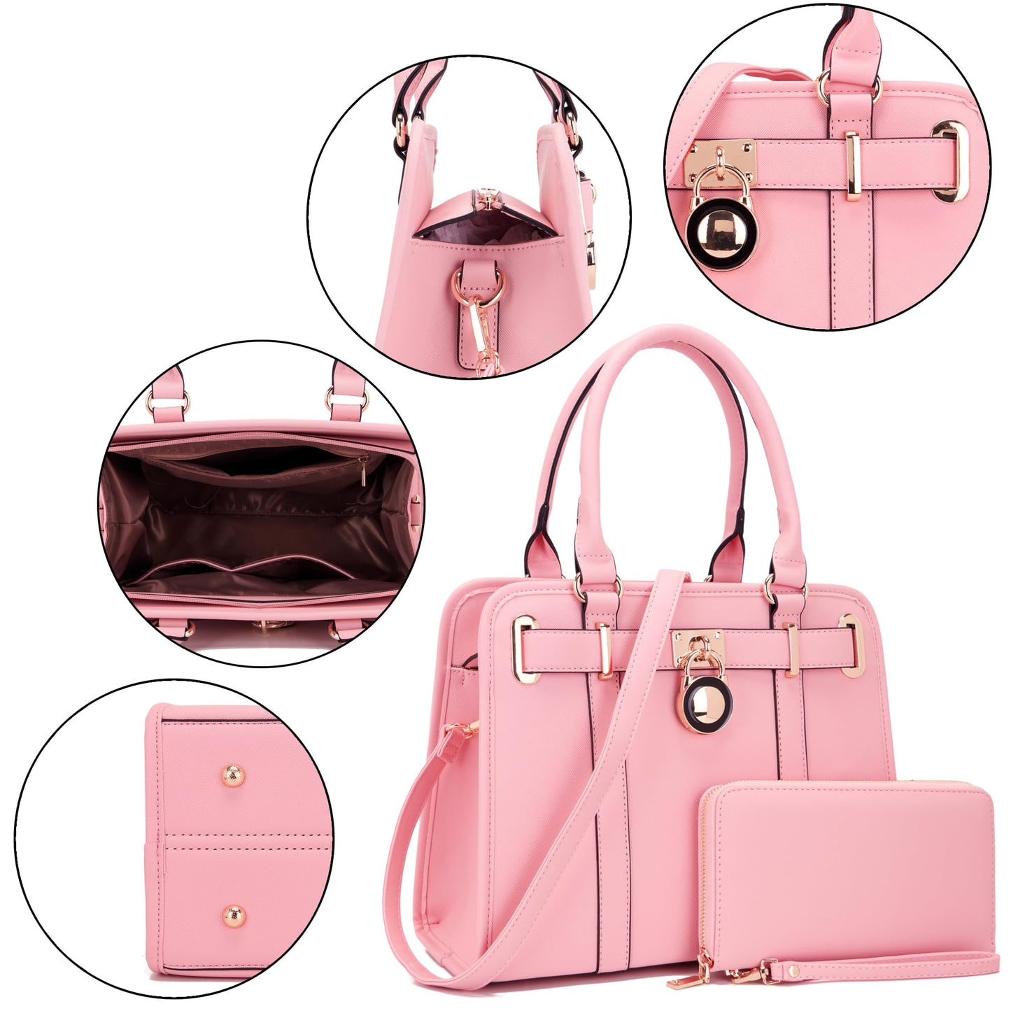 Handbags Sets For Women Shoulder Bags Top Handle Work Satchel Tote Purses Set With Matching Wallet 2pcs