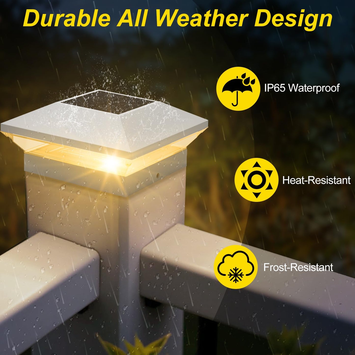 T-SUN Solar Post Cap Lights, 6 Pack – Warm & Cool White, Waterproof, Fits 4x4/5x5/6x6 Posts